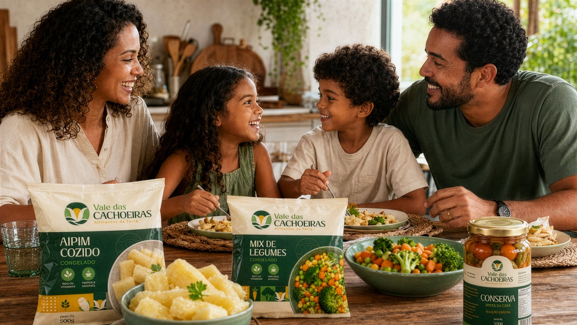 Família reunida à mesa saboreando alimentos Vale das Cachoeiras